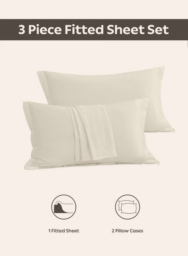 إي وورلد طقم ملاية سرير محكم من المايكروفايبر بلون كريمي مكون من 3 قطع، يحتوي على ملاية بجيب عميق لتثبيت محكم وغطاءين للوسائد. مصنوع من ألياف مايكروفايبر قابلة للتنفس، يوفر حماية مثالية ويمكن غسله بسهولة في الغسالة. متوفر بمقاسات كينج، كوين، وسنجل. - Image 5